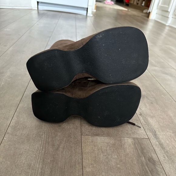 Gorgeous Vintage Suede Platform Furry Lace Up Winter Boots EUC size 9.5 - Picture 2 of 15